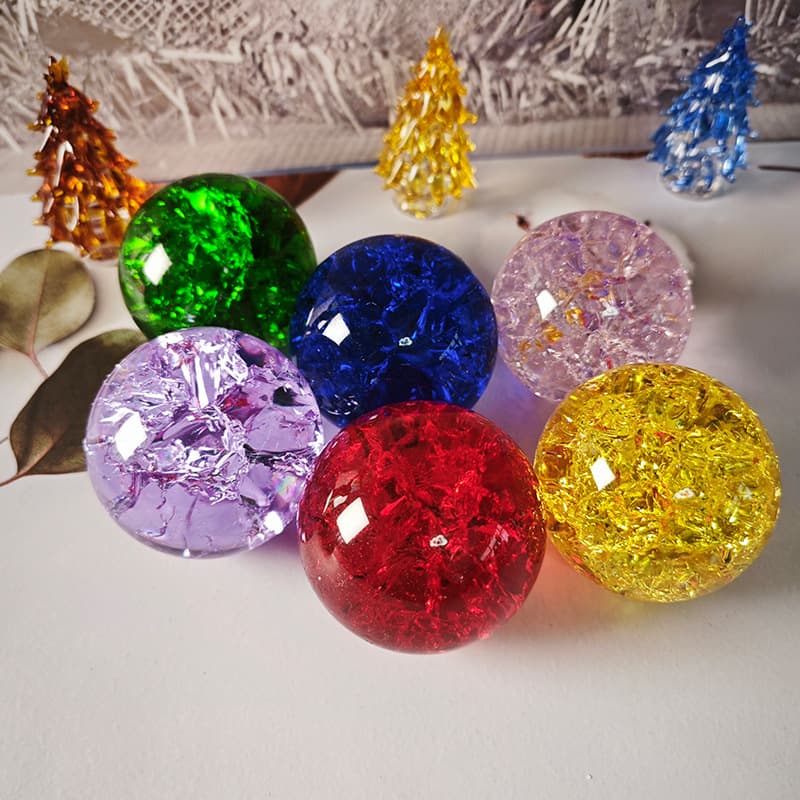 Genuine Color Ice Crack Ball Non-fade 5CM Crystal Ball Feng Shui Ball Flowing Water Rockery Accessory Pond Rotating Ice Flower Ball