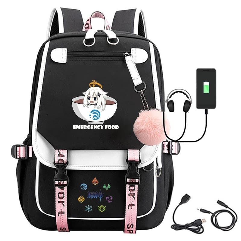 Hot-Selling Genshin Impact Printed Plush Backpack for Middle School Students Casual School Bag