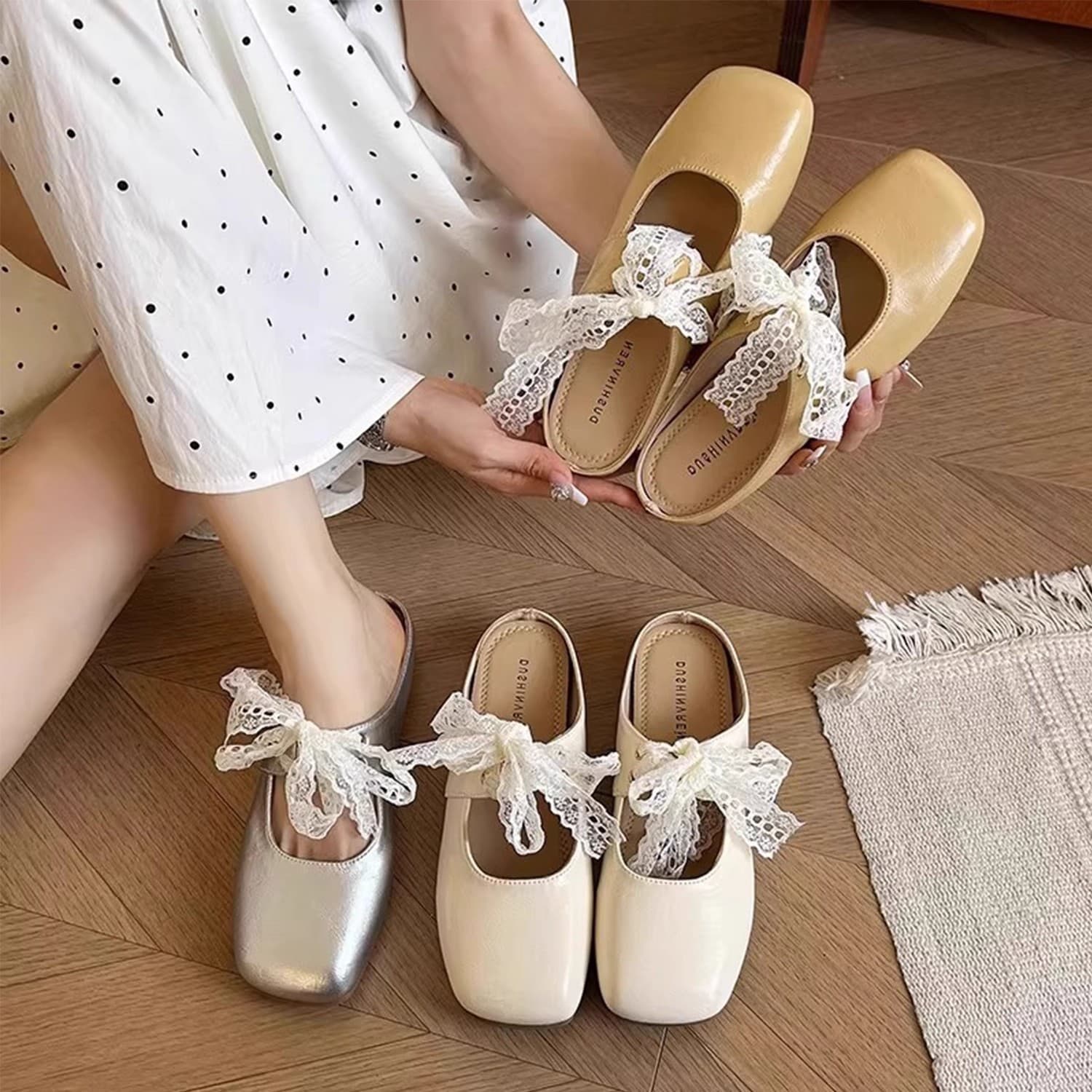 Flat Soft Toe-Covered Mules for Women 2025 Spring Summer Mary Jane Style Gentle Evening Shoes