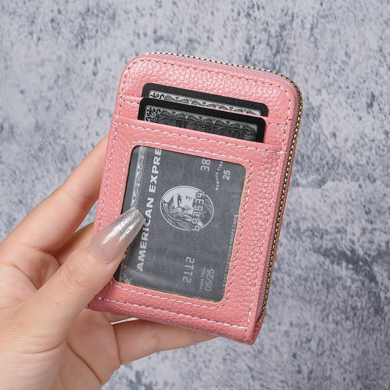 Support cross-border labeling multi-color zipper credit card bag 12 card slots anti-theft wallet women's small card holder card