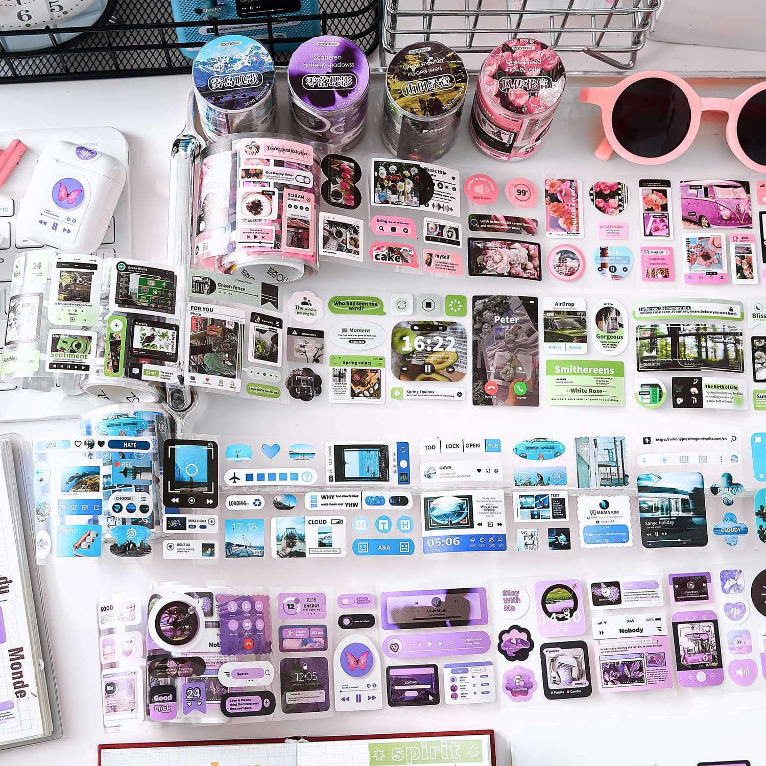 Zaomo Waste Removal Tape, Fog Island Evening Song Series, Korean Ins Minimalist Basic Scrapbooking DIY Material Stickers in 4 Designs