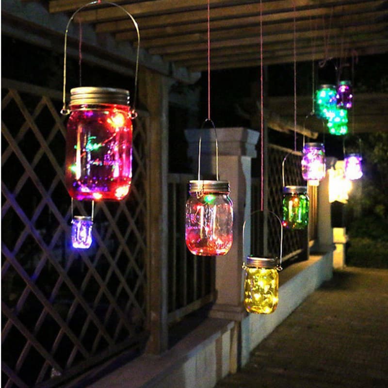 Solar Mason Jar Bottle Copper Wire Hanging Light Sun Jar Ins Decoration for Room Setup Proposal Confession Wedding