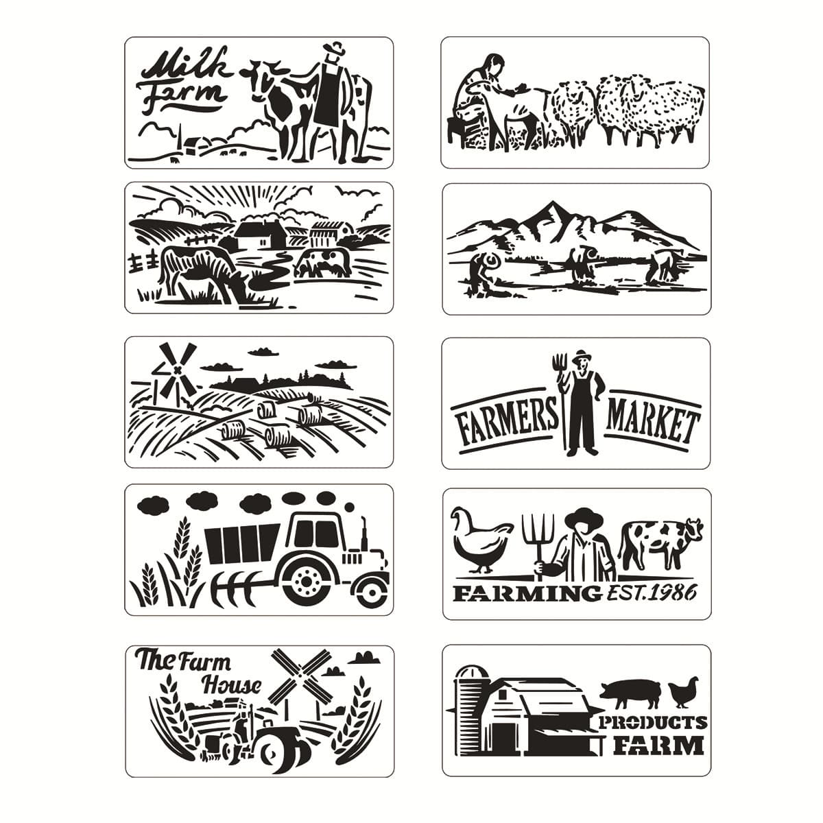 Cross-border farm painting template, handmade diy home decoration, graffiti, doorway, large size spray painting template