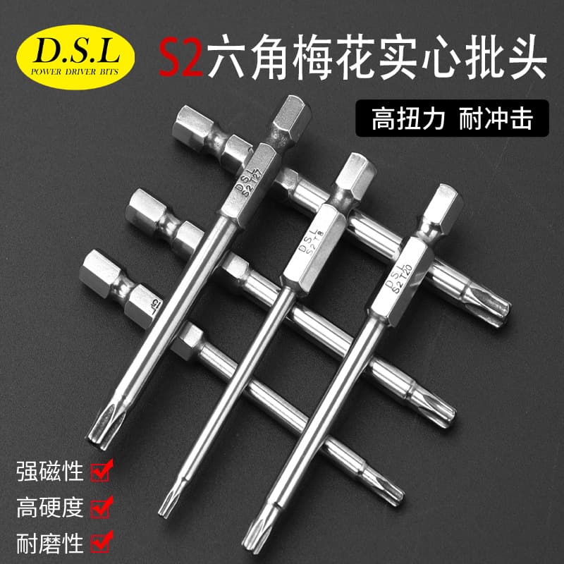 DSL Cross-border S2 Torx Hexagonal No-Hole Electric Drill Bit Set with Strong Magnetism and Extra High Hardness