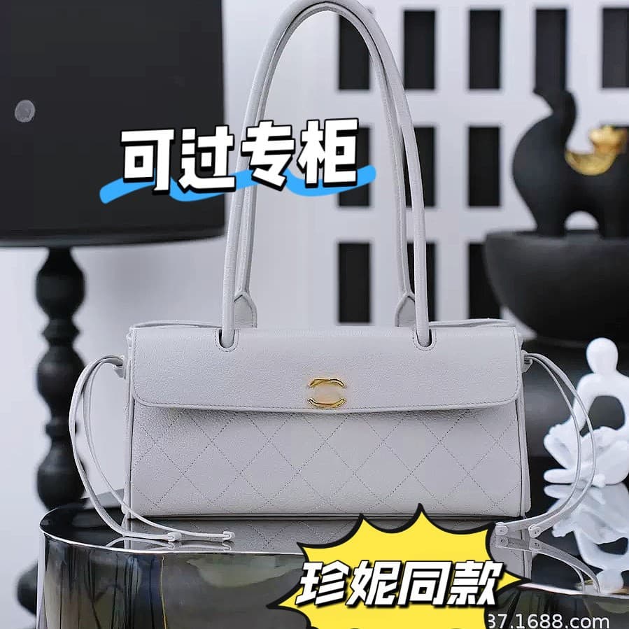 Jennie Chanel-style 26S Baguette Bag Diamond Quilted Top-layer Cowhide Pebble Grain Leather Handbag Tote Bowling Bag for Women