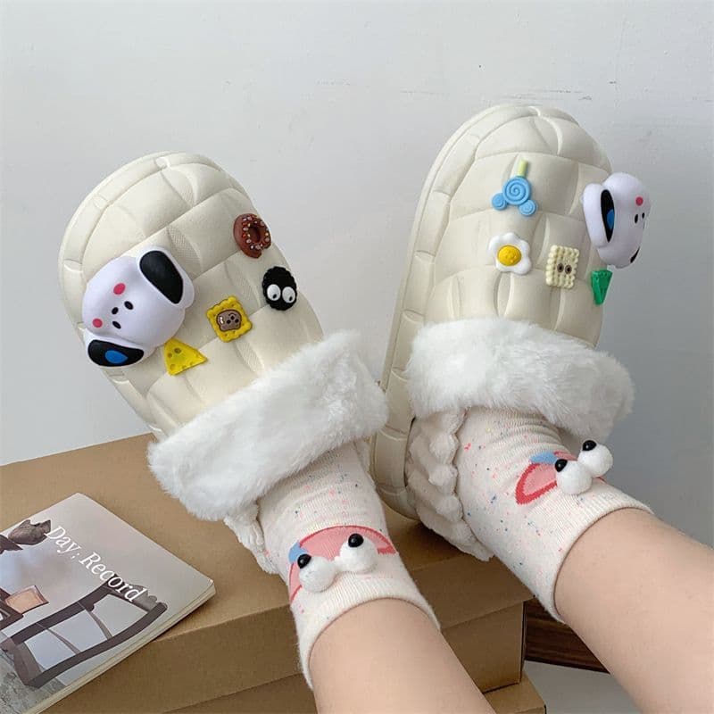 Women's Winter Couple Indoor Low-Heel Thick Sole Anti-Slip Warm Maternity Slippers, Removable and Washable Cotton Slippers