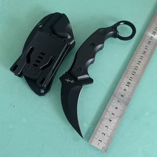 Outdoor Knife Full Tang Curved Knife Claw Knife Wilderness Survival Portable Small Knife Banana Utility Knife with Belt Clip