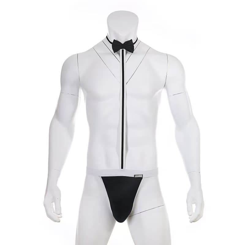 Men's bow tie tights, sexy underwear, valet one-piece thong underwear, sexy on behalf of Amazon