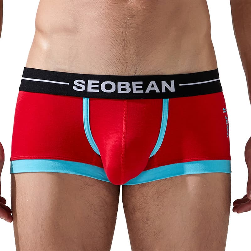 SEOBEAN Men's Boxer Briefs Cotton Lifting Men's Underwear Breathable U-Shaped Pouch Sports Underwear