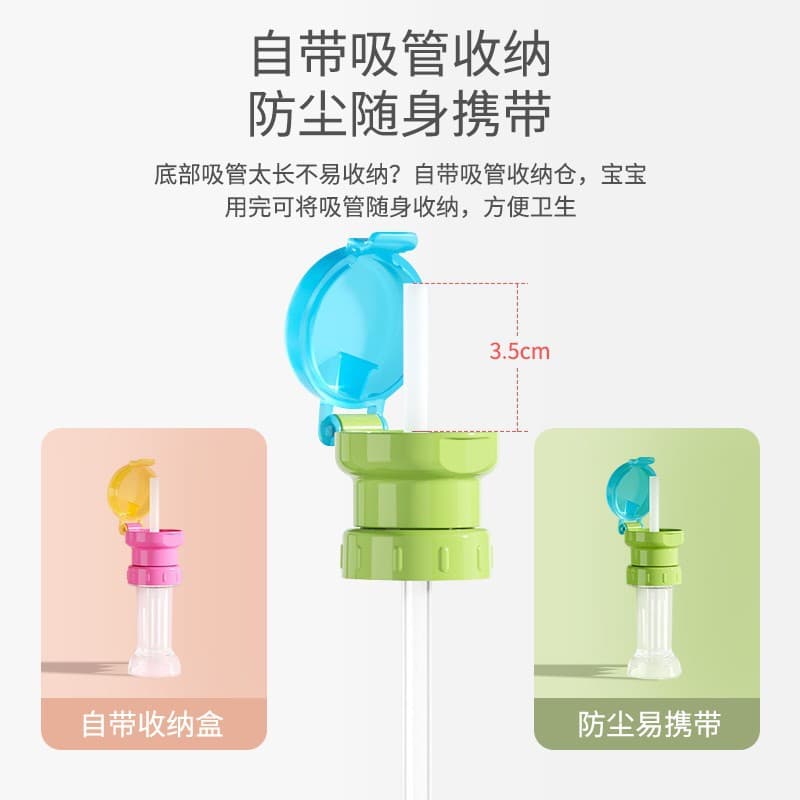 Children's Anti-Choking Drink Bottle Straw Lid, Portable Bottled Beverage Drinking Aid with Adapter and Spout