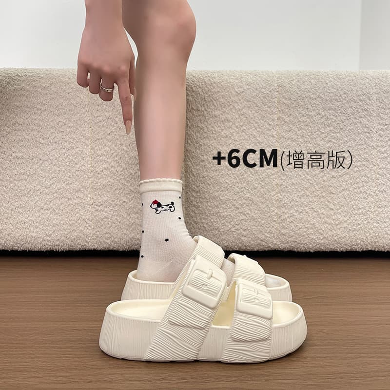 2026 new summer thick-soled slippers, wear-resistant double-buckle eva slippers, women's outdoor indoor shit-stepping slippers