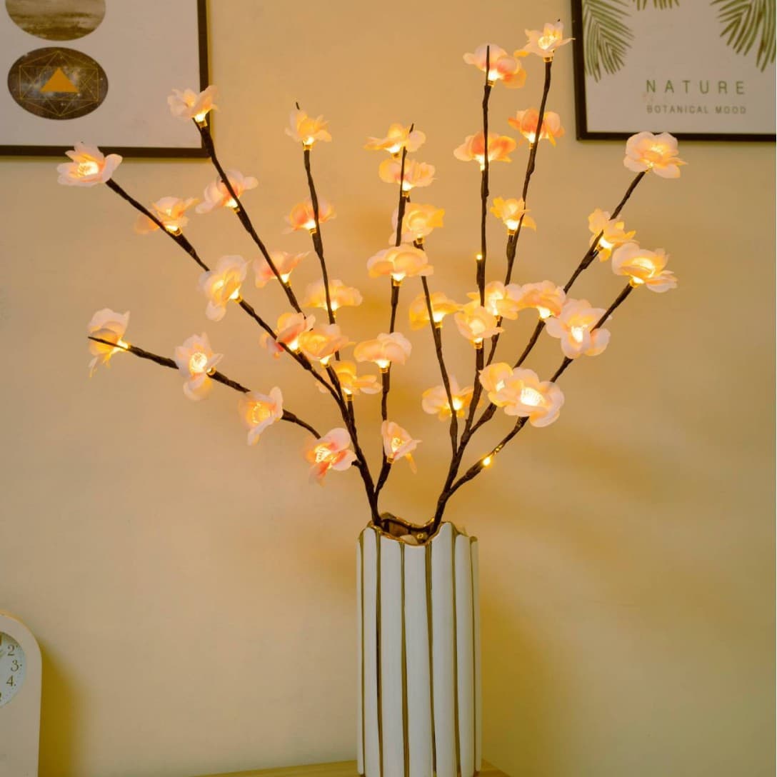 Cross-border LED simulated branch light flower string Nordic room bedroom cherry blossom night light decorative ornament
