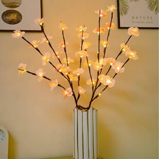 Cross-border LED Simulation Branch Light Flower Arrangement String Light Nordic Room Bedroom Cherry Blossom Night Light Decorative Ornament Lamp