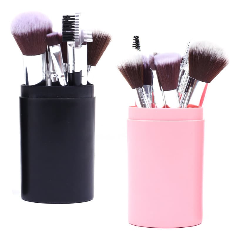 12-piece makeup brush set, barrel set, loose powder eye shadow, eyebrow comb, foundation brush, contouring brush, makeup tool barrel