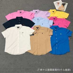 Cross-border Scannable 26 Women's Ralph Lauren Linen Short Sleeve Shirt Pony Logo Embroidery Old Money Trendy Lightweight Shirt
