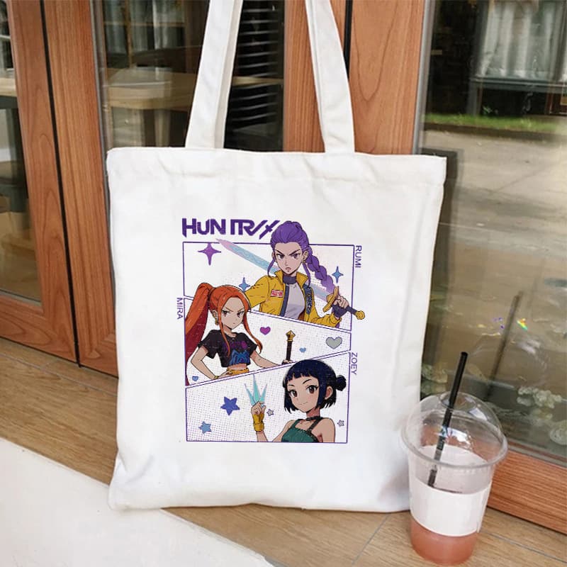 Spot Witch Hunters Printed Canvas Bag Women's Daily Shoulder Handbag Shopping Bag-