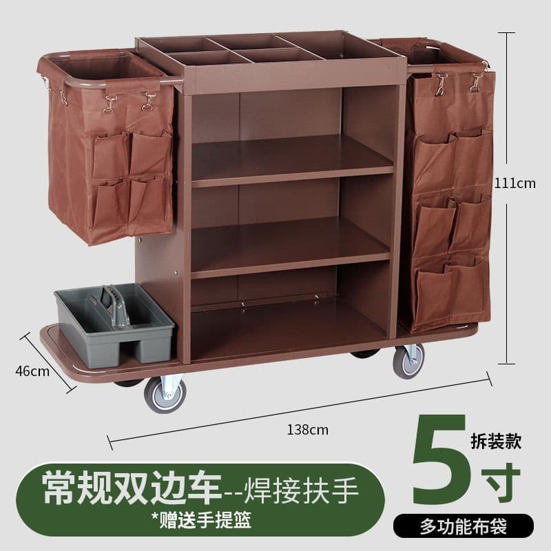 Hotel Linen Cart, Stainless Steel Cleaning Trolley, Guest Room Service Work Cart, Hotel Sanitation Cleaning Pushcart