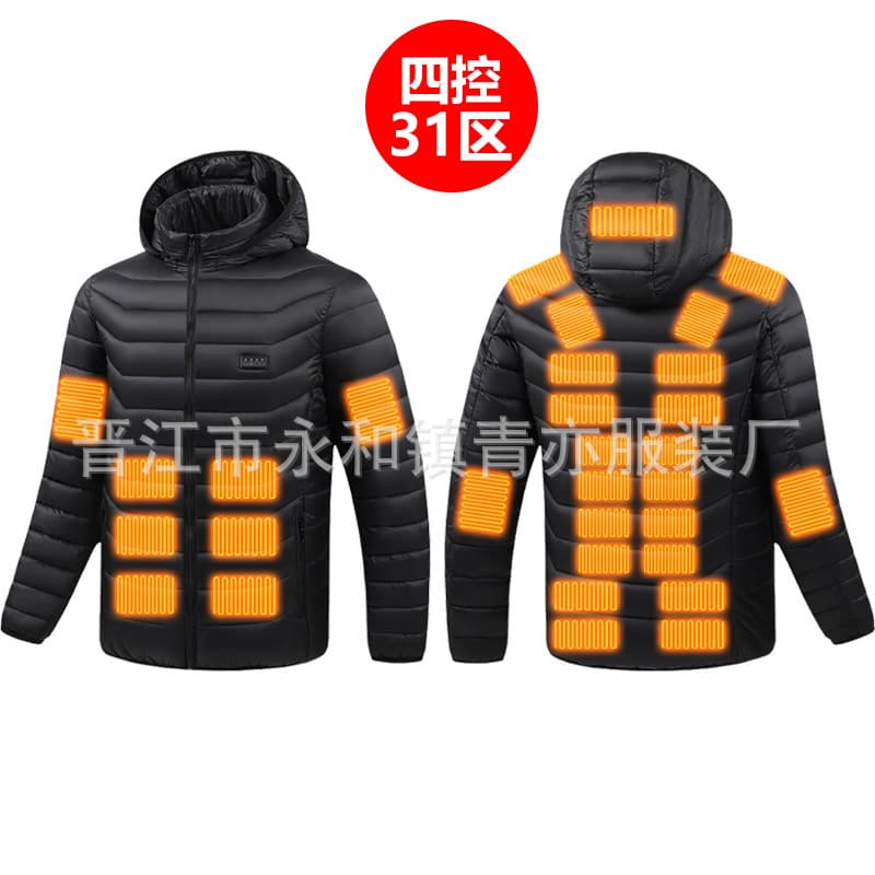 Cross-Border Exclusive Winter Smart Electric Heated Jacket Thermostatic Cotton Coat USB Heated Constant Temperature Cotton Jacket for Men and Women