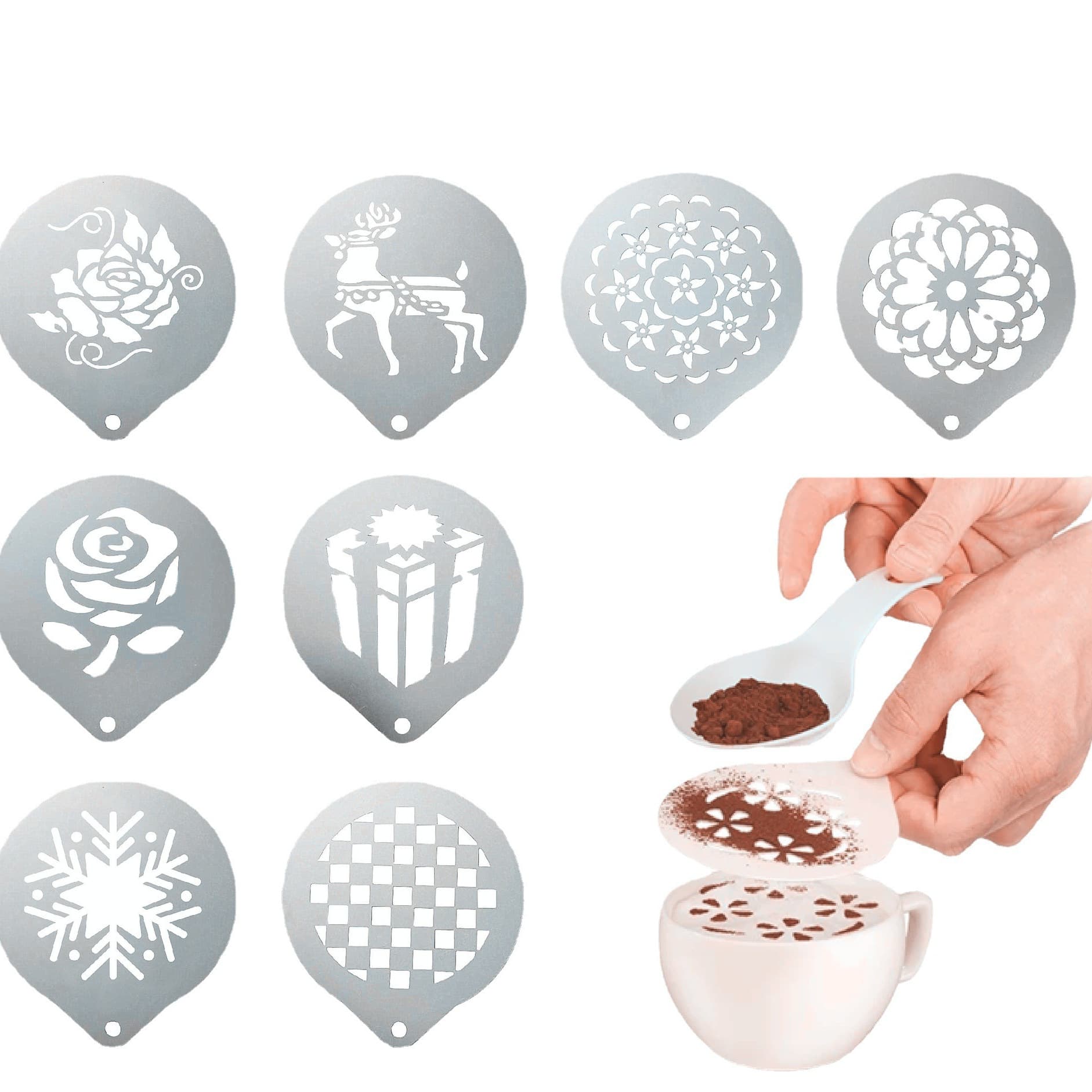 304 Stainless Steel Latte Art Stencil Pattern Coffee Print Template Thickened Coffee Milk Foam Stencil