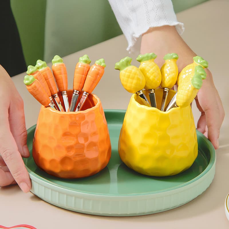 Fruit Fork Set with Stainless Steel Storage Jar, Home Use, Child-Safe, Premium Cute Strawberry Design Mini Fruit Picks