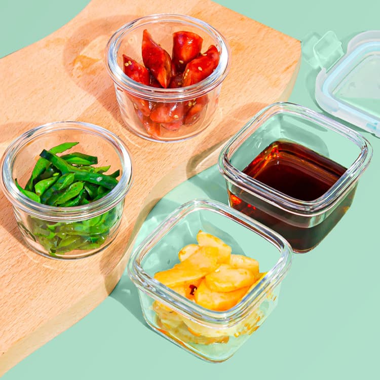 Microwave-Safe Glass Lunch Box with Lid for Office Workers, Steamed Egg and Food Sample Container, Glass Food Storage Box