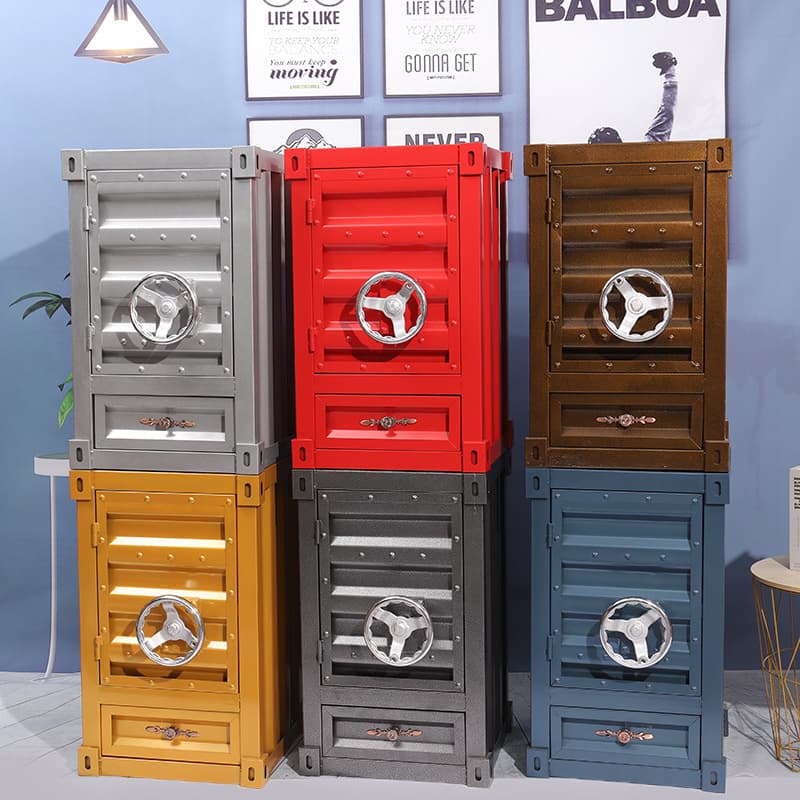Wholesale simple modern container cabinet industrial style storage cabinet iron bedside table creative ornaments storage cabinet light
