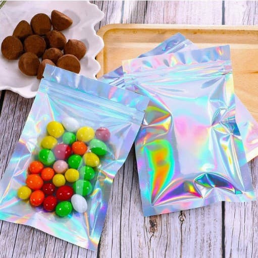 Custom laser film resealable bags with custom printing, various sizes for jewelry packaging, wholesale