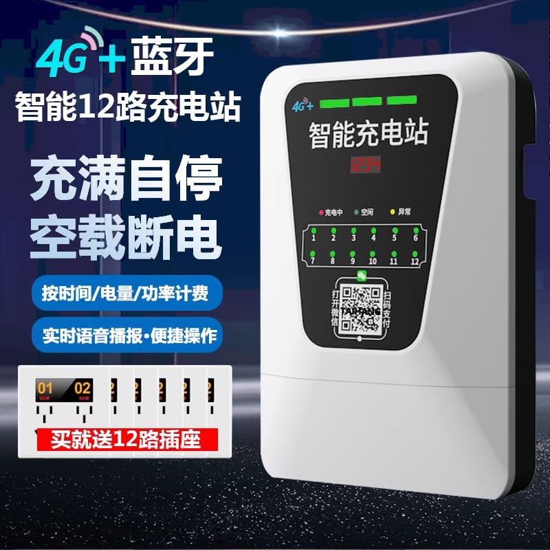Electric Vehicle Charging Pile Electric Vehicle Smart Charging Socket Two-Wheel Bicycle Fast Charging Pile Rental Room 12-Port