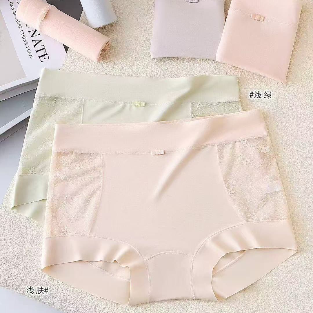 Li Yin Ya 721 Women's Mid-Waist Panties, 50-Count Lenzing Modal Lace Splicing, Skin-Friendly Seamless Briefs