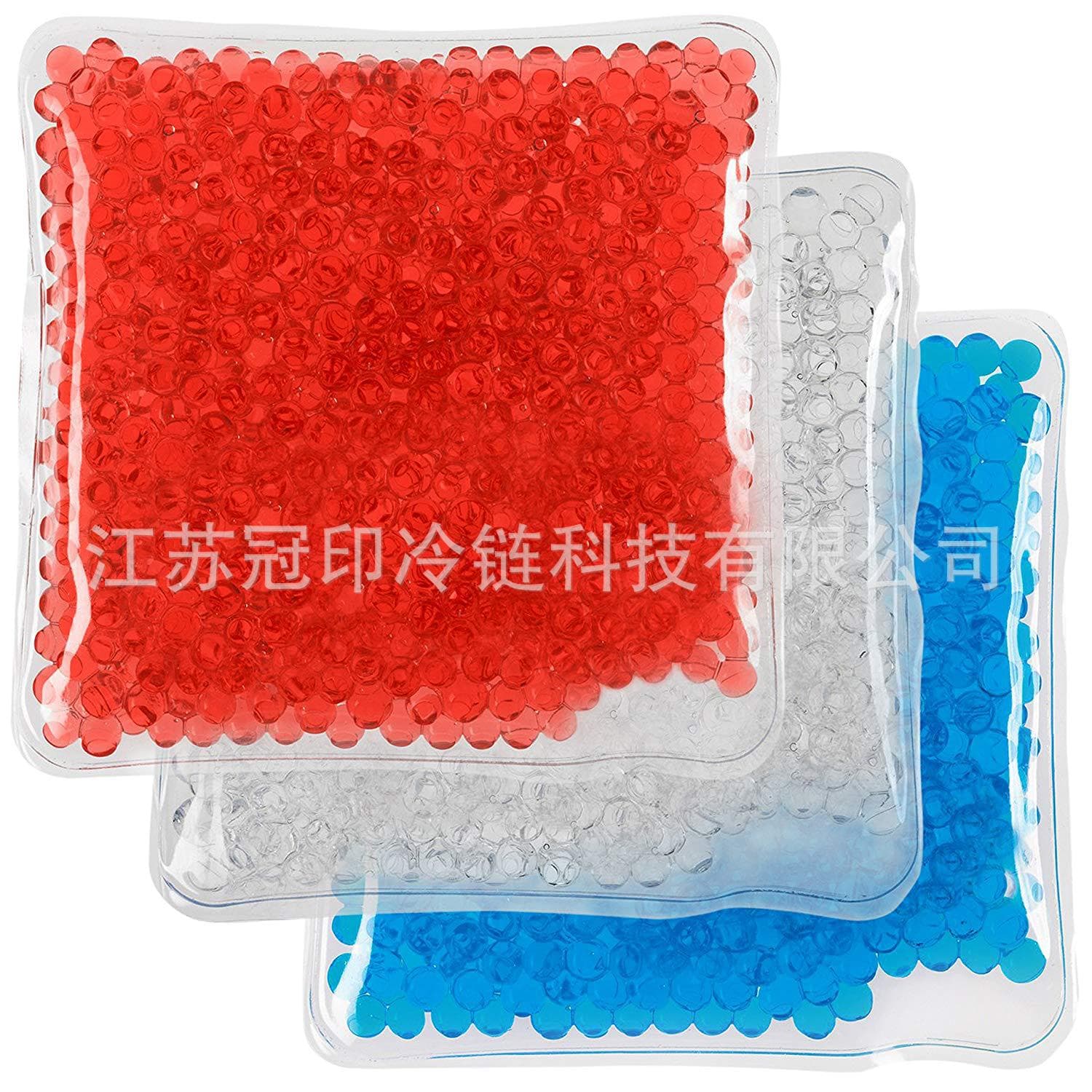Square Ice Balls Hot/Cold Pack with Colored Beads, PVC Ice Bag with Gel Beads, Factory Supply