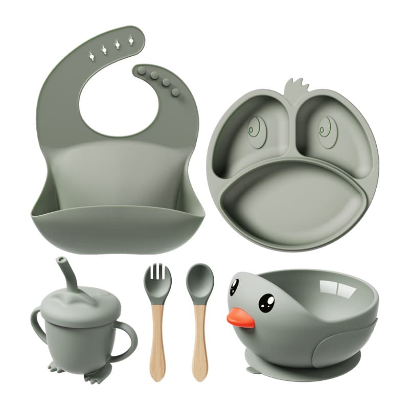 Cross-Border Best-Selling Children's Silicone Dinnerware Set Baby Food Bowl Suction Bowl Plate Anti-Drop Baby Products