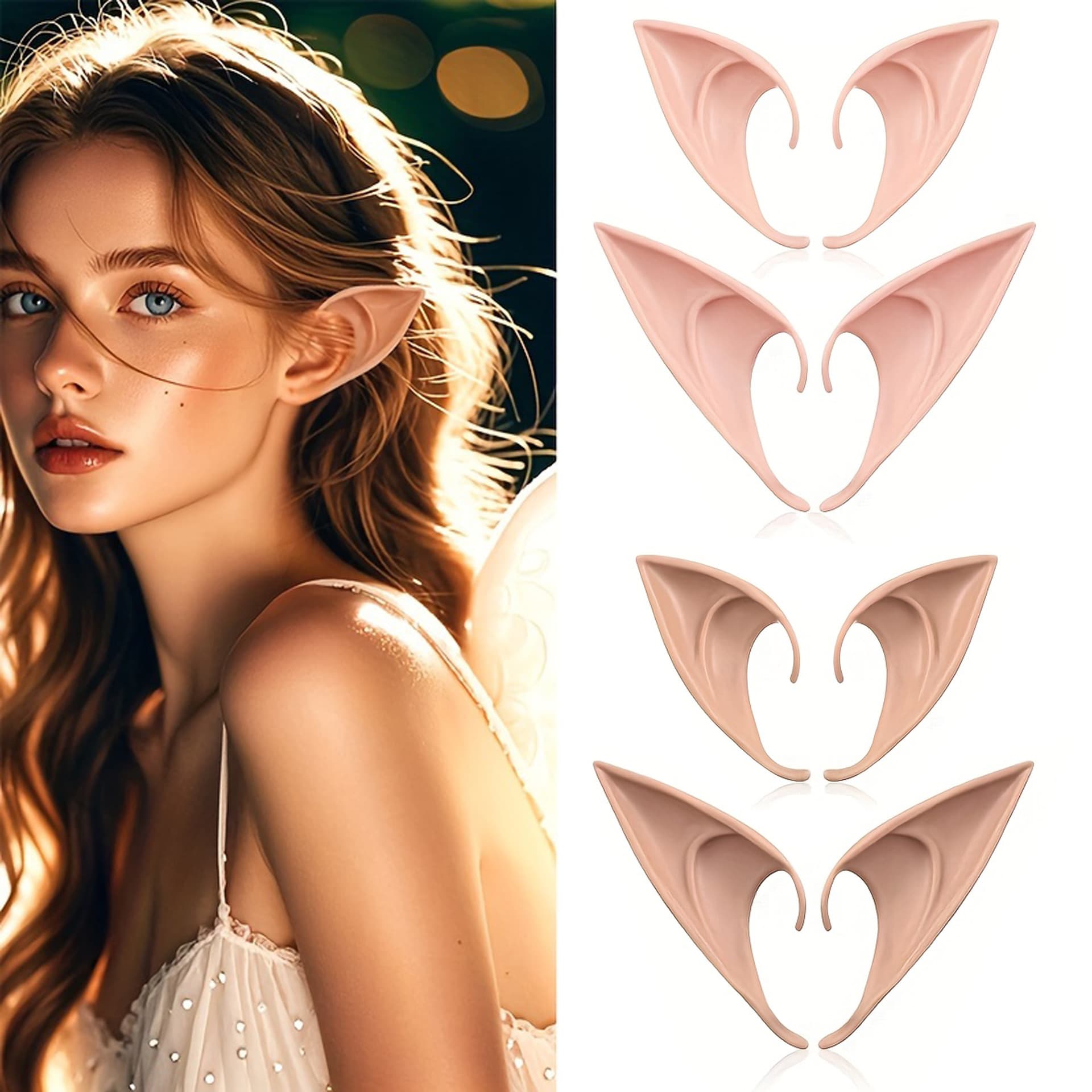 Halloween Elf Ear Cosplay Prop Avatar Elf Ear Vampire Fake Teeth Sprite Fake Ear Tpr Injection Molding Customizable Size