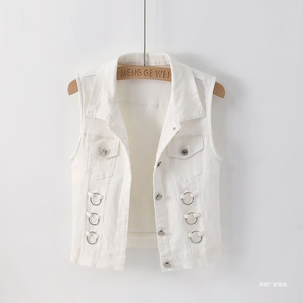 Women's Denim Vest Spring Autumn New Trendy Slim Fit Versatile Cardigan Top 2025