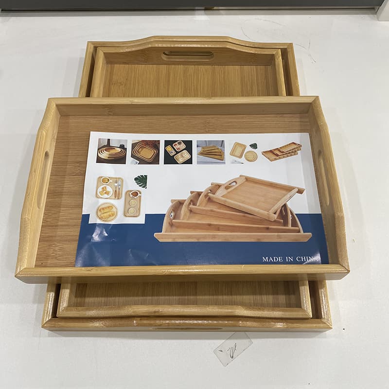 Rectangular Bamboo Wooden Serving Tray with Handle, European Style Tea Tray, Hotel Food Serving Plate, Home Fruit Tray