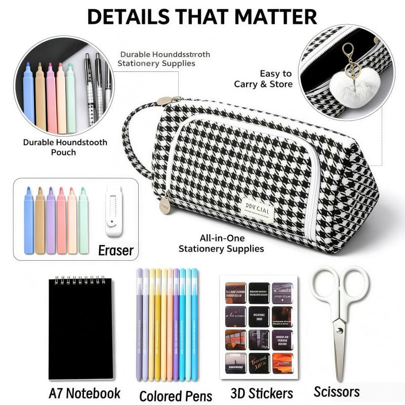 Black & White Pencil Case School SuppliesAll-in-one Statione