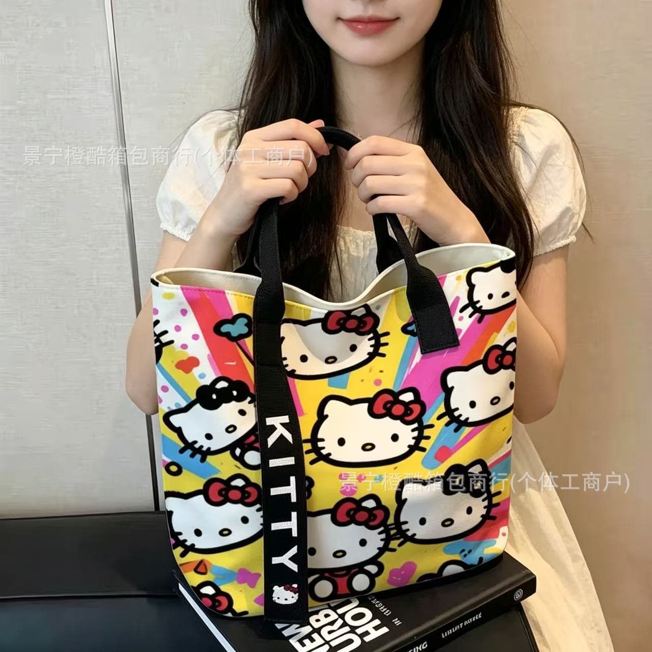 hellokitty cartoon canvas bag fashion bag women's handbag cute commuting versatile shoulder tote large capacity