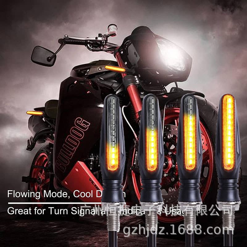 Motorcycle LED Turn Signal 12-LED Linear Strip Sequential Turn Signal Single Color Running Indicator Light