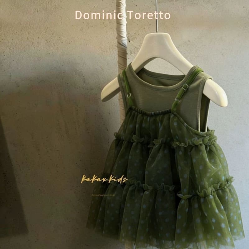 Girls summer dress, baby princess dress, suspender mesh dress, fashionable fake two-piece polka dot sleeveless children's dress