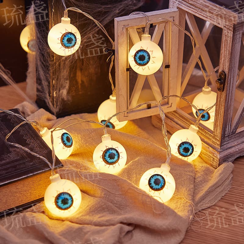 LED Halloween decoration ghost eye string lights Ghost Festival eyeball string lights eyes flashing battery lights indoor lights