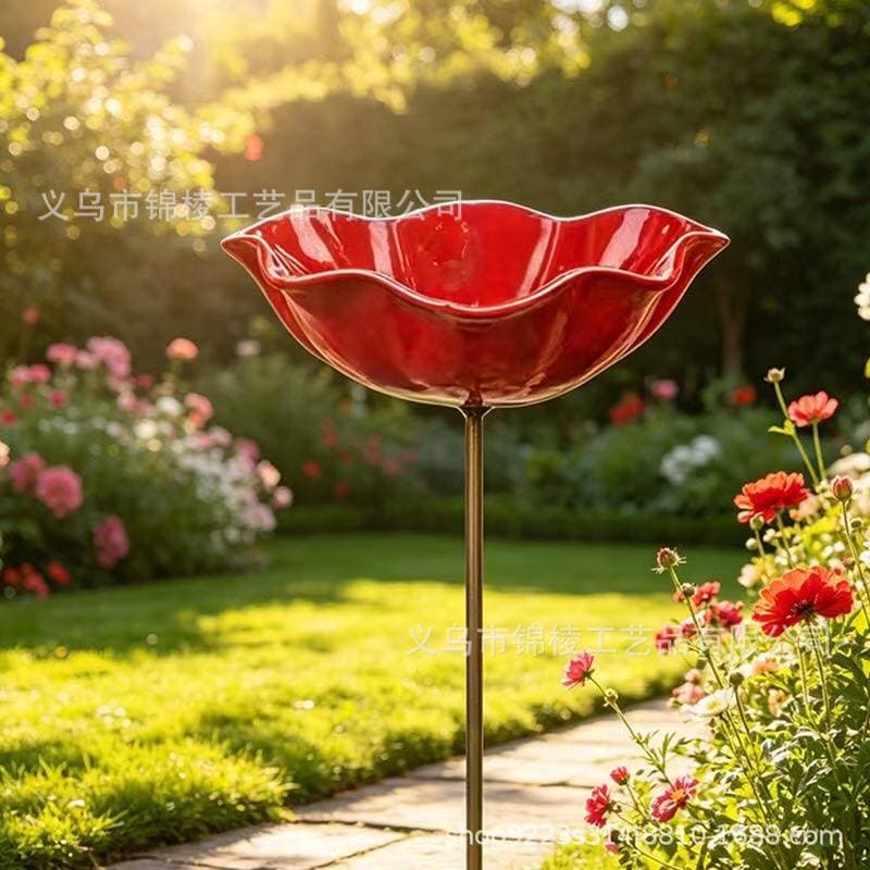 New Handmade Metal Flower Garden Stake Bird Feeder