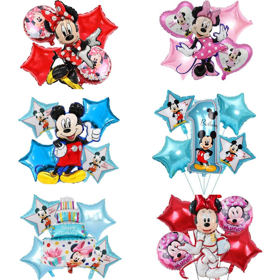 Red Mickey Mouse Balloon Round Shape Birthday Party Decoration Balloon Cartoon Theme Aluminum Foil Balloon Children's Party