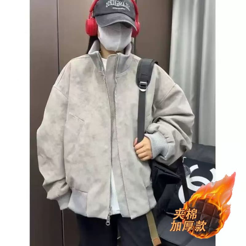 American Heavyweight Sports Jacket for Men and Women, Fall/Winter Streetwear Loose College Style Leather Baseball Jacket New Arrival