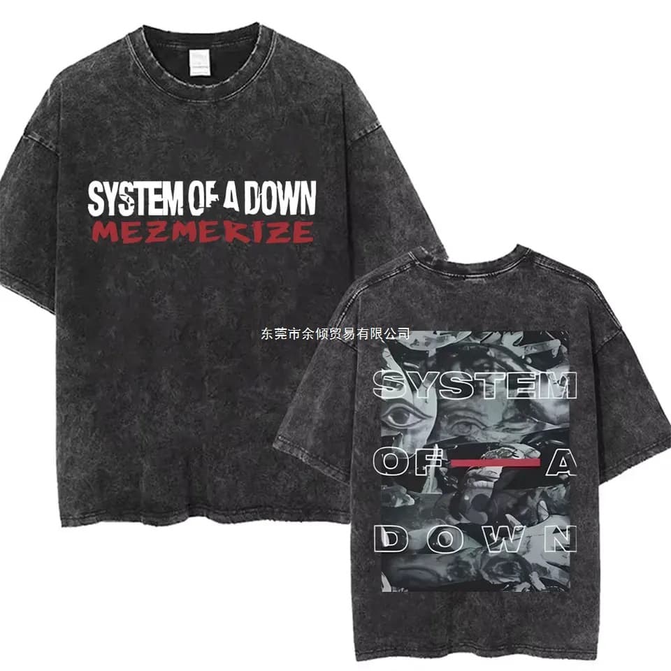 Washed Vintage System Downward Toxic Music Album Cover T-Shirt Men Women Rock T-Shirt 90s