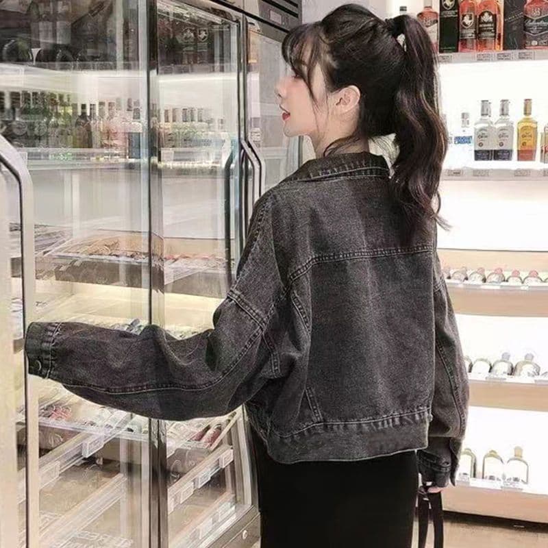 Women's Denim Jacket Spring Fall 2025 New Korean Loose Short Casual Black Versatile Petite Top Coat