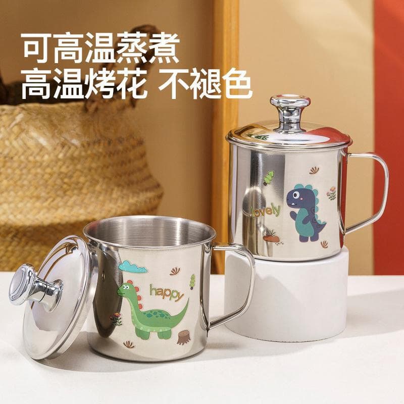 Food Grade Stainless Steel 304 Cartoon Children's Water Cup Anti-Fall Home Use Baby Cup for Kindergarten Family Use