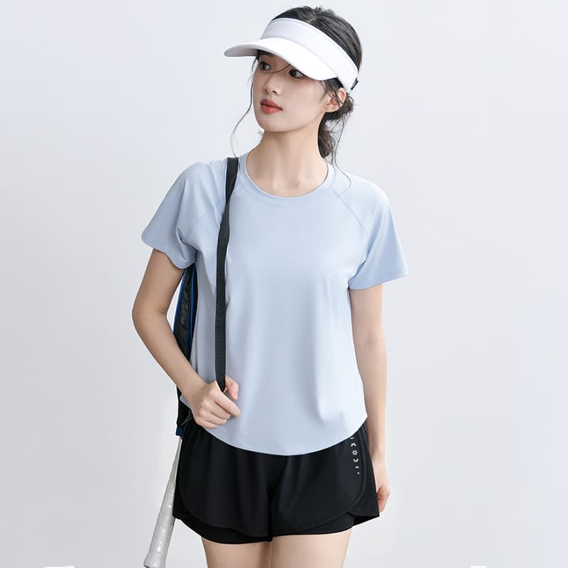 Women's Summer Loose Sports Set: T-Shirt with High-Waist Anti-Exposure Shorts, Jump Rope Training Yoga 2-Piece Outfit
