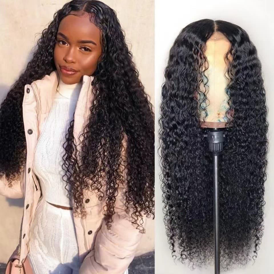 2023 New Foreign Trade Cross-Border Wig for Women, Small Curly Long Curly Hair, Fluffy Black with Bangs, Mid-Length Full Wig
