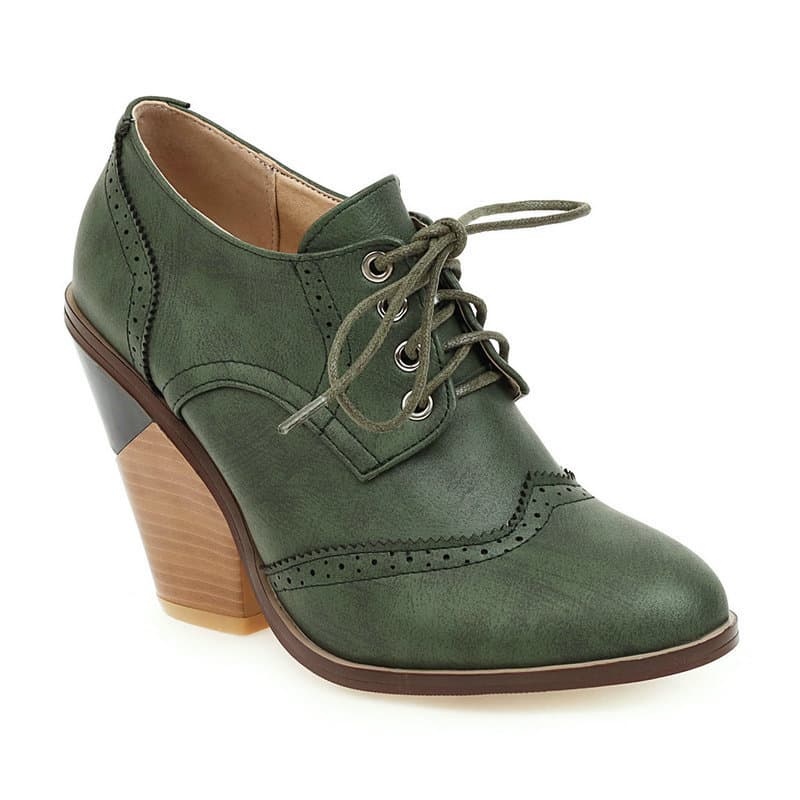 Export Spring/Autumn New Unusual Heel High Heel Leather Shoes Retro Fabric College British Style Women's Shoes High Heel Flats