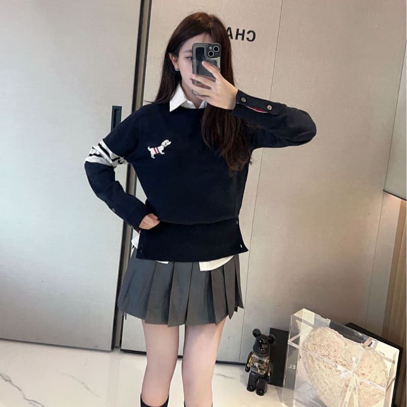 New style round neck cute dog youth-enhancing wool pullover