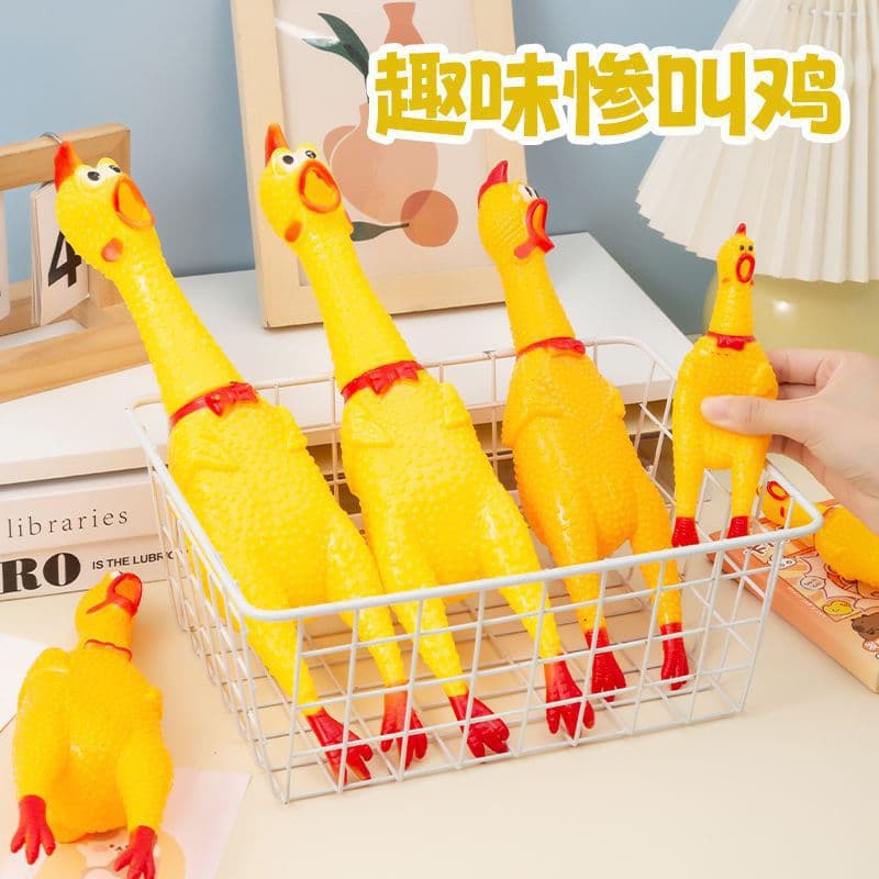 Screaming Chicken Wholesale Leather Panning Vinyl Scream Sound Strange Scream Chicken Bionic Toys Pet Toys Supplies Strange Scream Chicken
